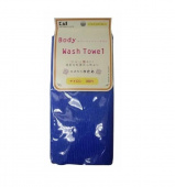 KAI Мочалка для тела Body Wash Towel жесткая нейлон синяя в форме шарфа 30*100см