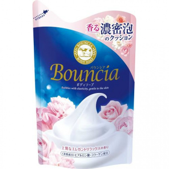 Жидкое мыло для тела COW  BOUNCIA увлажнение аромат роз гиалуроновая кислота и коллаген мягкая упаковка 400 мл, фото 1