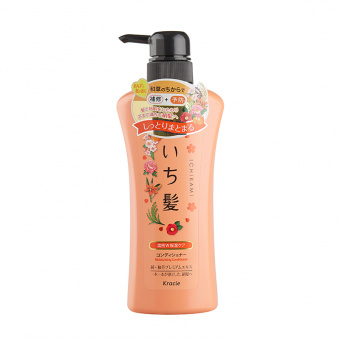 Кондиционер KRACIE ICHIKAMI для поврежденных волос интенсивно-увлажнаяющий с абрикосовым маслом и цветочными экстрактами аромат сакуры бут 480 мл, фото 1
