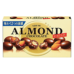 Lotte ALMOND Целый Миндаль в хрустящем шоколаде, картонная коробка, 86 гр Япония, фото 1