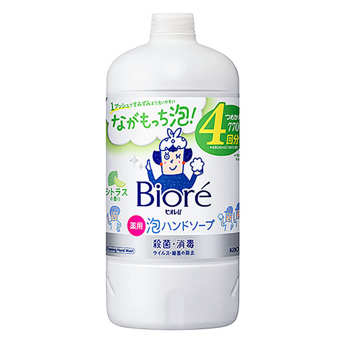 KAO Biore U Антибактериальная пенка для мытья рук с ароматом цитруса, сменная упаковка 770 мл