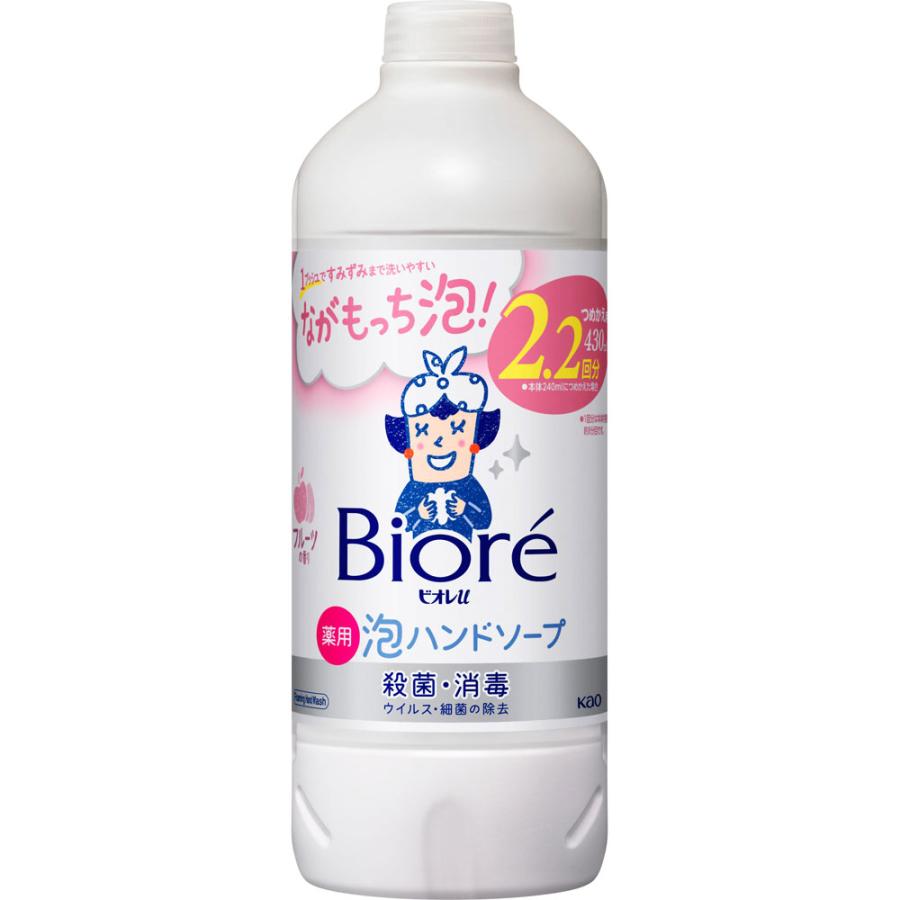 KAO Biore U Антибактериальная пенка для мытья рук с ароматом фруктов, сменная упаковка 430 мл 