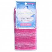 KAI Мочалка для тела Supper Bubble массажная жесткая нейлон ярко-розовая в форме шарфа 30*100см