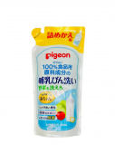 PIGEON Натуральное средство NEW для мытья детской посуды, сосок, овощей и фруктов без аромата, 700 мл сменная упаковка