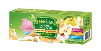 Детская бакалея HEINZ печенье с яблоком с 5 мес коробка 160гр, фото 1