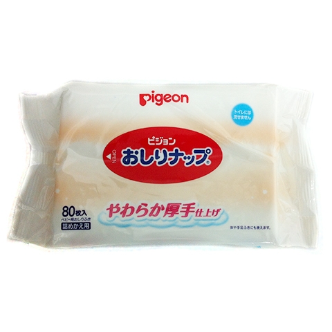 Влажные салфетки PIGEON для детей пропитаны молочным лосьоном  возраст 0+ мягкая упаковка 80шт