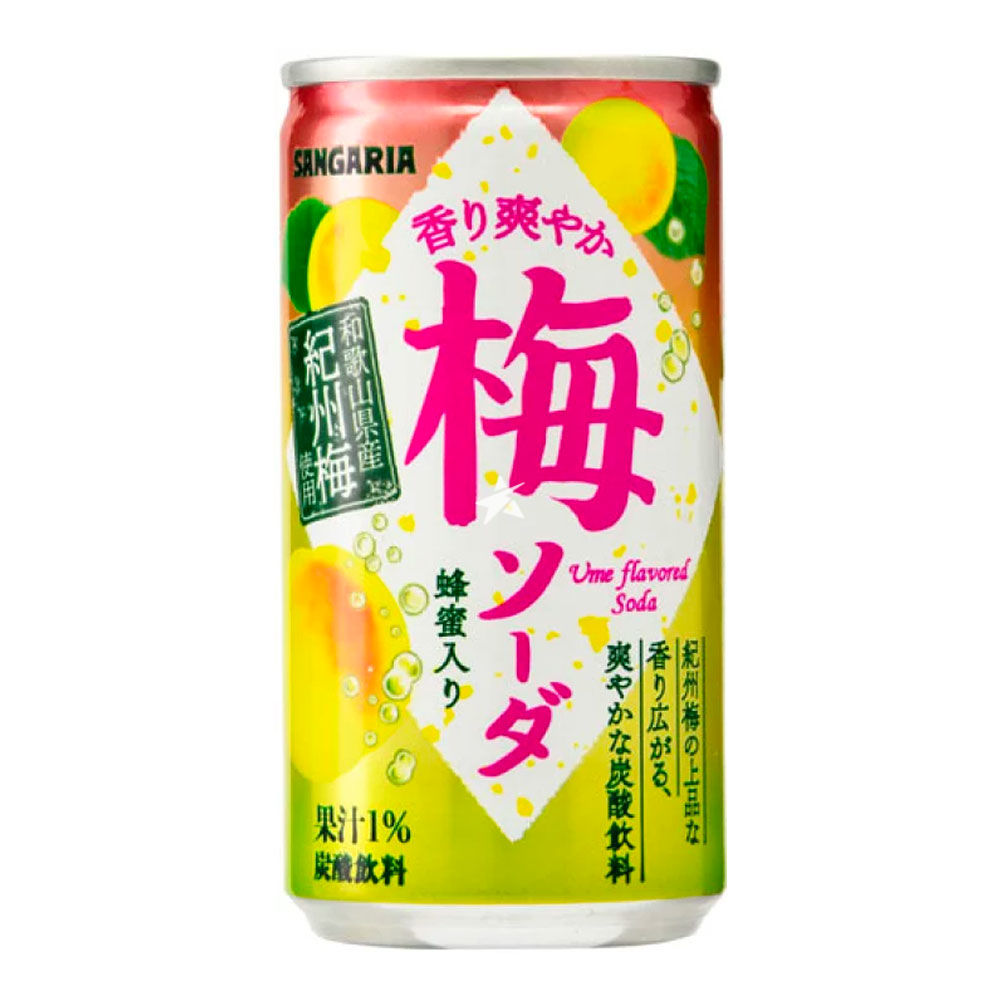 SANGARIA UME Flavored Soda Напиток газированный освежающий аромат японской сливы, банка 190 гр