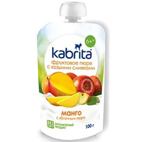 KABRITA( Hyproca Nutrition) Пюре манго с яблочным пюре с 6 мес пауч 100гр, фото 1