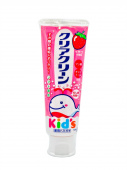 KAO Детская зубная паста Clear Clean с микрогранулами для деликатной чистки 1-8 лет, вкус клубники, туба 70 гр
