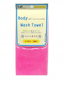 KAI Мочалка для тела Body Wash Towel средней жесткости, нейлон, розовая, в форме шарфа 30*100см