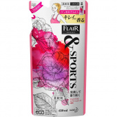 Кондиционер-ополаскиватель KAO Flair SPORTS Арома для белья аромат Розовый всплеск сменная упаковка 400 мл