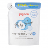 PIGEON Мыло-пенка BABY foam Soap с керамидами БЕЗ АРОМАТА возраст 0+, 400 мл сменная упаковка