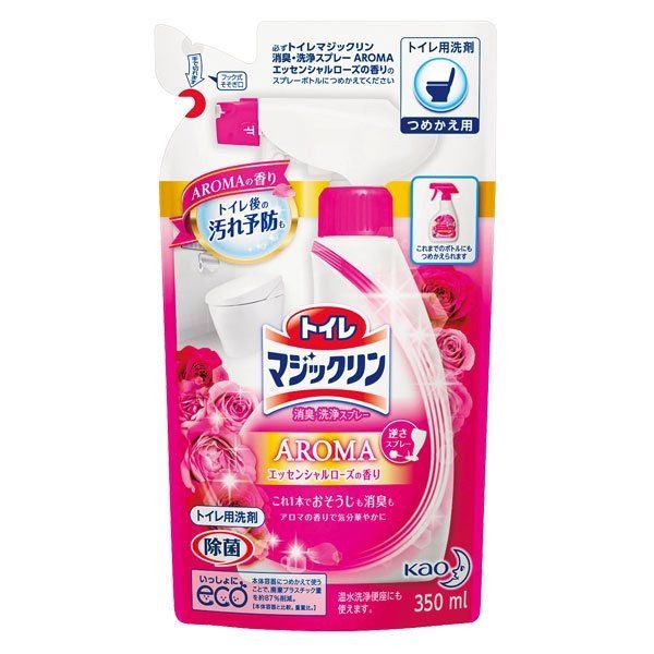 KAO Спрей-пенка чистящий для туалета с ароматом роз Magiclean 350 мл сменная упаковка