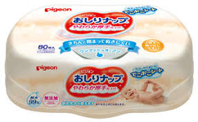 Влажные салфетки PIGEON для детей пропитаны молочным лосьоном возраст 0+ пластиковый бокс 80шт, фото 1