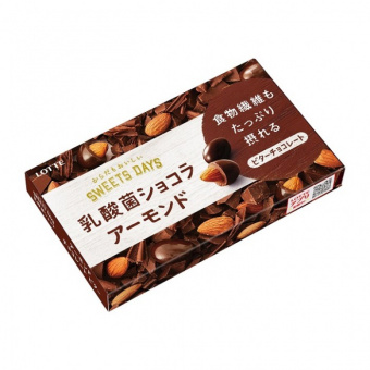 Lotte SWEETS DAYS Целый миндаль в горьком шоколаде с бифидобактериями, картонная коробка, 86 гр., фото 1