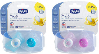 CHICCO Соска-пустышка для детей серия MICRO  возраст от 0 до 2 мес   2 шт. (голубые), фото 1