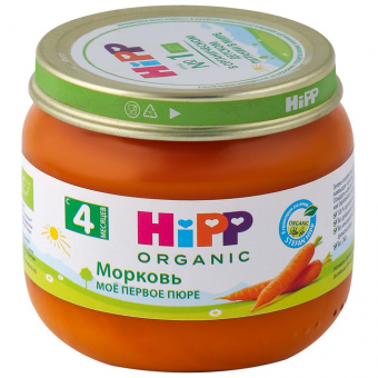 Пюре HIPP( ХИПП Русь) морковь с 4 мес ст/банка 80гр, фото 1