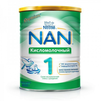 Смесь NAN 1 кисломолочная 0-6 мес ж/б 400гр, фото 1