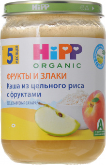 Каша HIPP( ХИПП Русь) из цельного риса с фруктами с 5 мес ст/банка 190гр, фото 1