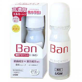 Дезодорант-антиперспирант LION BAN Medicated Deodorant против пота без запаха лечебный роликовый 30мл, фото 1