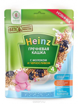 HEINZ (Хайнц-Георгиевск) Каша молочная гречневая чернослив_ с 4 мес  мягкая упаковка   250гр 7шт, фото 1