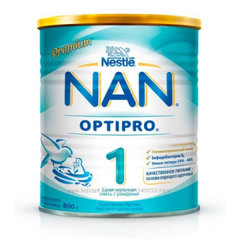 Смесь  NAN 1 сухая молочная Optipro 0-6 мес ж/б 800гр, фото 1