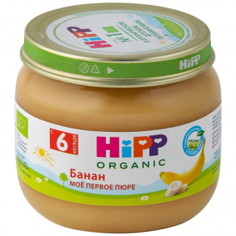Пюре HIPP( ХИПП Русь) банан с 5 мес ст/банка 80гр, фото 1