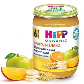Каша HIPP( ХИПП Русь) зерновая с фруктами с 6 мес ст/банка 190гр, фото 1