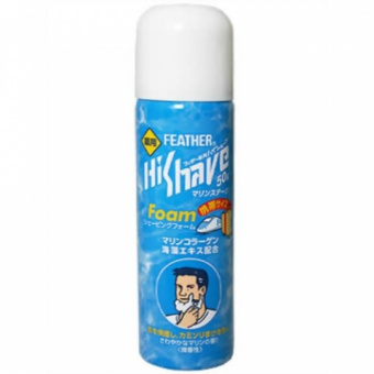 Пена FEATHER HiShave MarineStage для бритья мужская с лечебным эффектом и морским коллагеном 260гр 30, фото 1