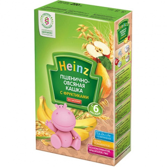 HEINZ (Хайнц-Георгиевск) Каша безмолочная пшенично-овсяная с фруктиками с 6 мес короб 200гр 15шт, фото 1