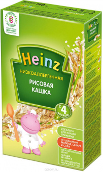 HEINZ (Хайнц-Георгиевск) Каша безмолочная рисовая низкоаллергенная с 4 мес короб 160гр 15шт, фото 1