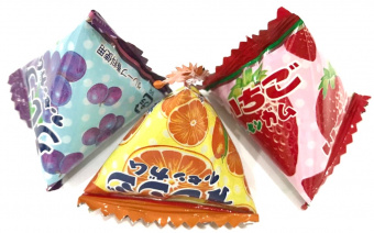 MARUKAWA Ассорти  фруктовые жевательные резинки (шарики) 1 шт (треугольник), фото 1
