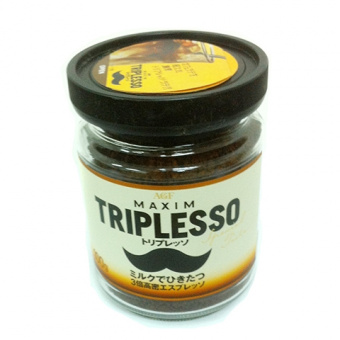 Кофе растворимый AGF TRIPLESSO MAXIM Тройной эспрессо растворимый  в холодном молоке крепкий 100гр  ст/б, фото 1