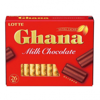 Lotte GHANA Milk Chocolate Молочный шоколад, 26 порций в коробке, 119 гр., фото 1