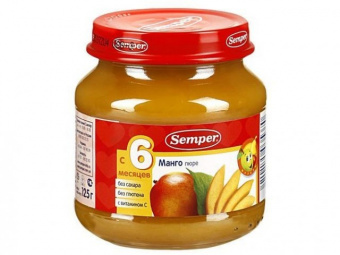 Пюре SEMPER( Хироу рус)манго с 6 мес ст/банка 125гр, фото 1