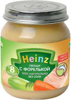 Пюре HEINZ( Хайнц-Георгиевск) овощи с форелькой с 6 мес ст/банка 120гр, фото 1
