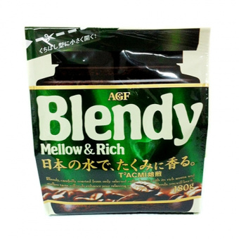 Кофе растворимый AGF BLENDY Mellow&Rich MAXIM растворимый в холодной воде и молоке мягкий 180гр  мягкая упаковка, фото 1